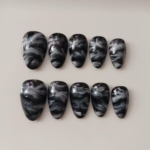 ✨️Black Handmade Press on Nail Art Set 10pcs